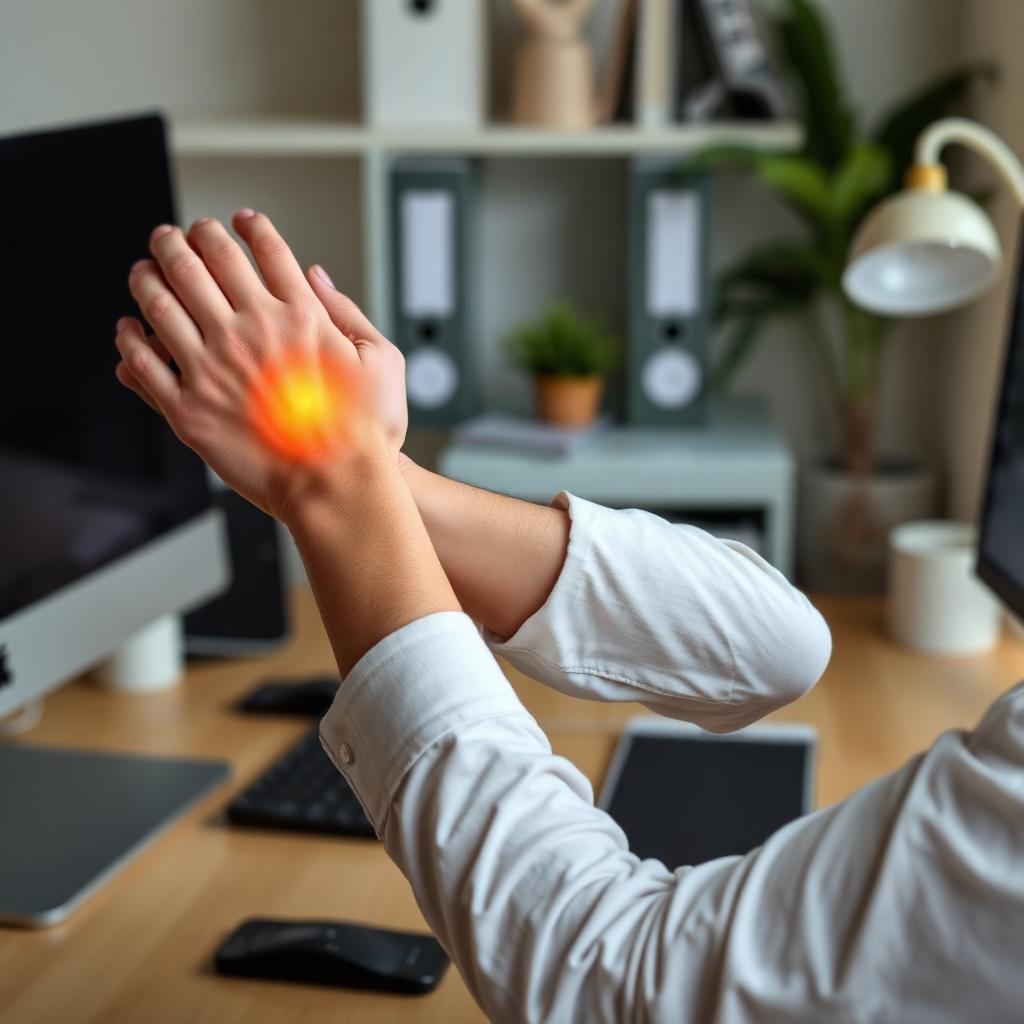 Pessoa trabalhando em home office com postura inadequada